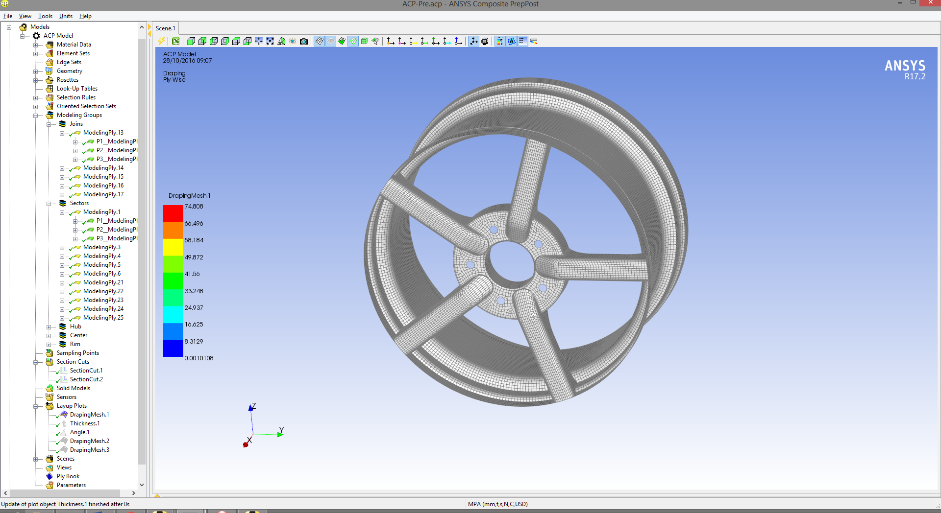 Wheel geometry in ANSYS Composite PrePost